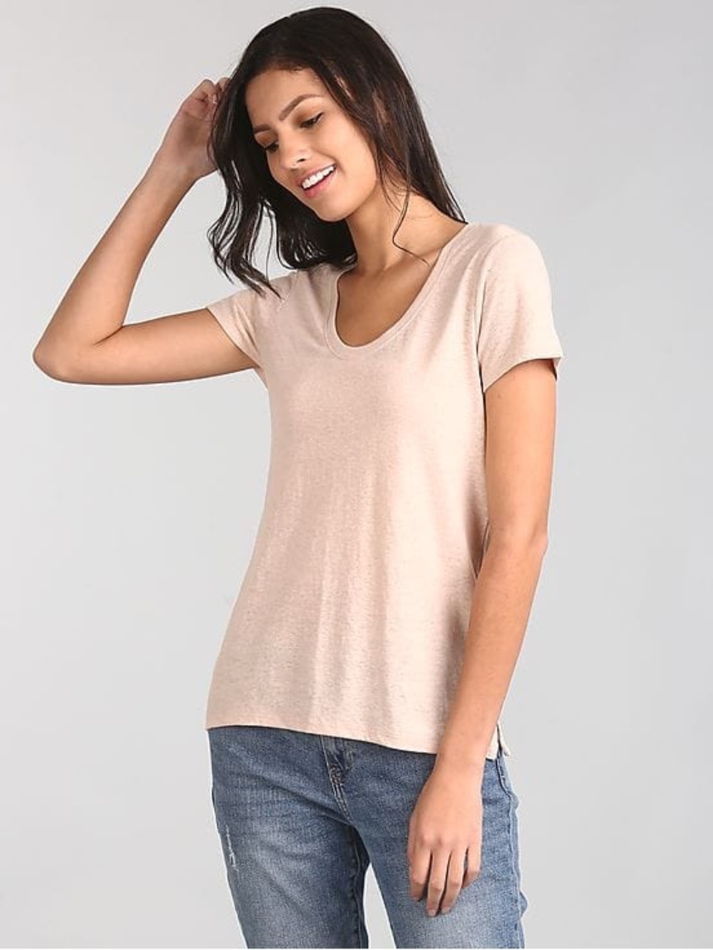 Classic Scoop Neck Short Sleeve Tee - Light Pink